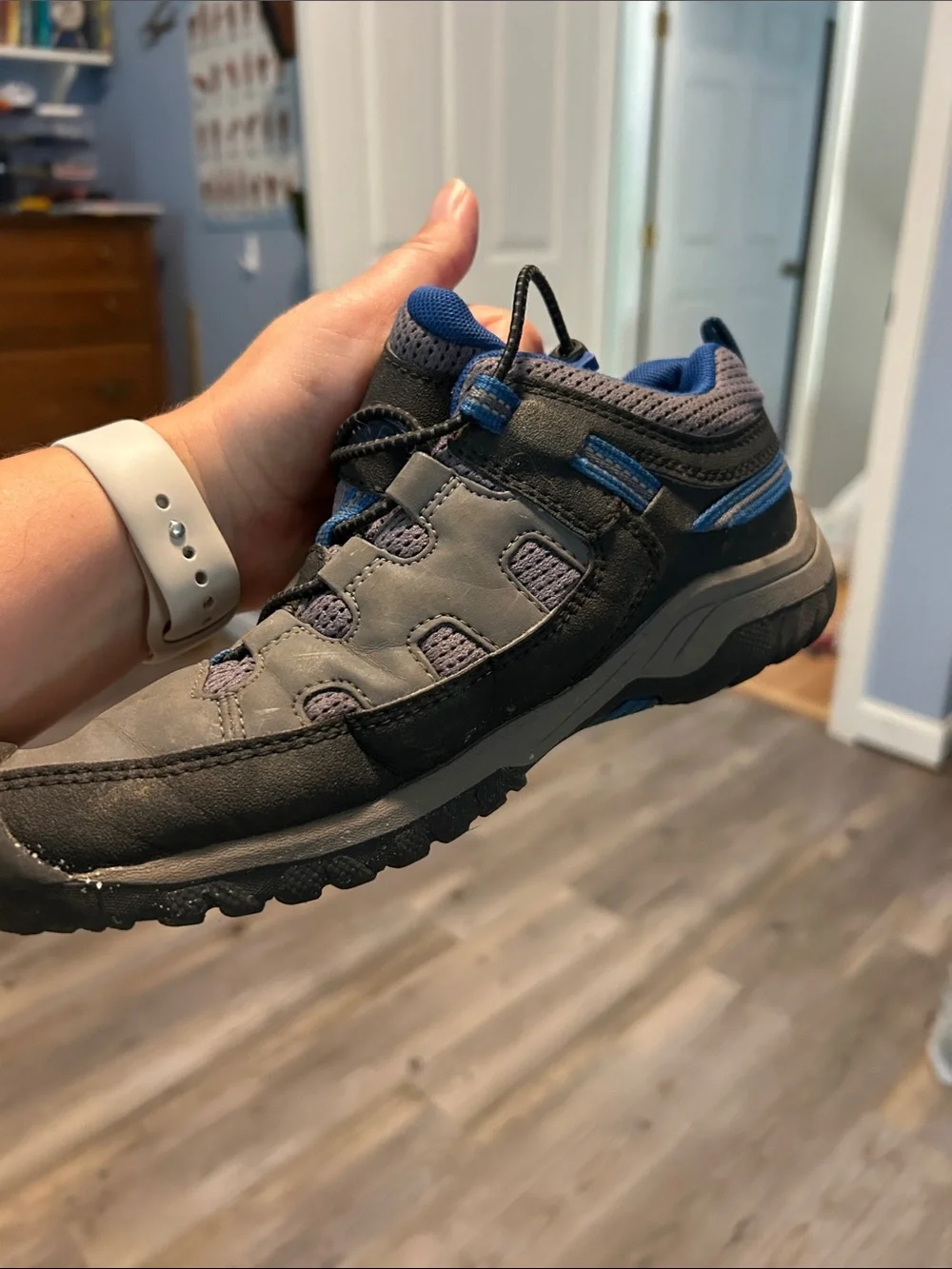 KEEN Boys Gray and Blue Hiking Boots
